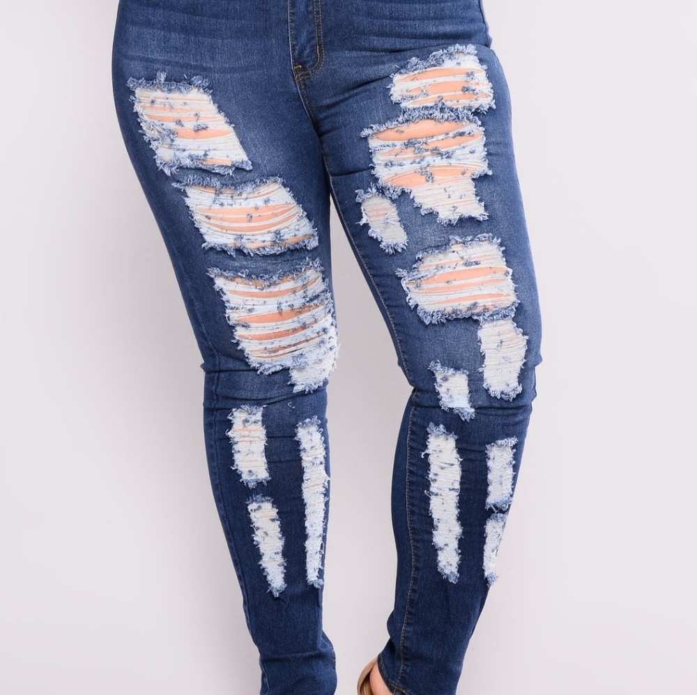 High Rise Destroyed Jeans - Picture 4 of 5